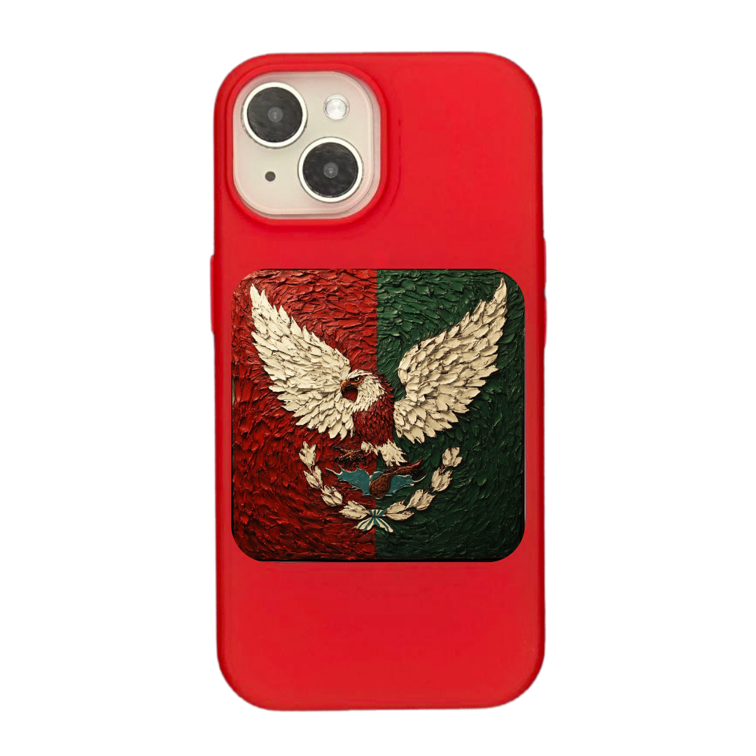 Mexico Flag - Textured Artwork with National Eagle and Symbols Phone Case