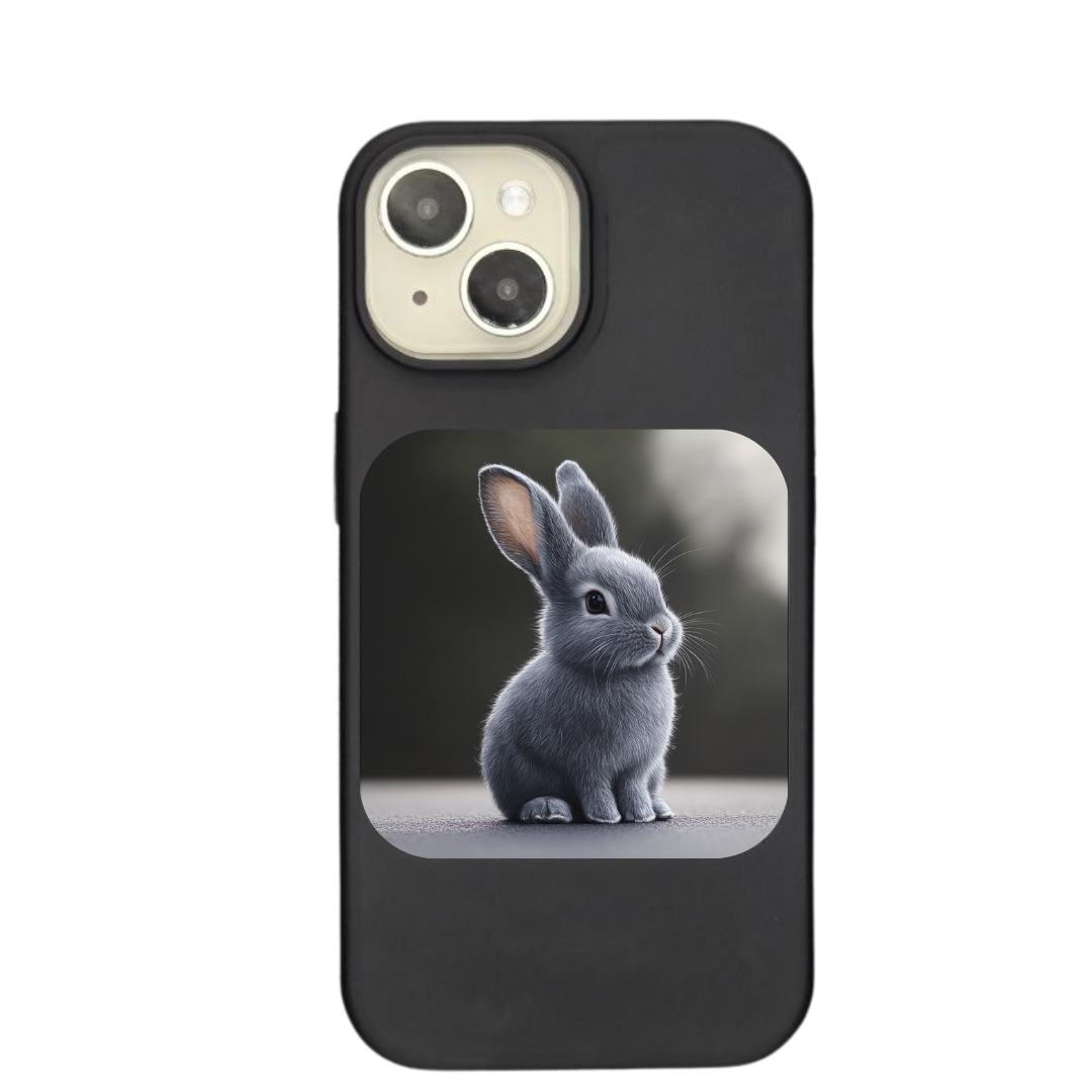 Whimsical Gray Bunny Charm Phone Case