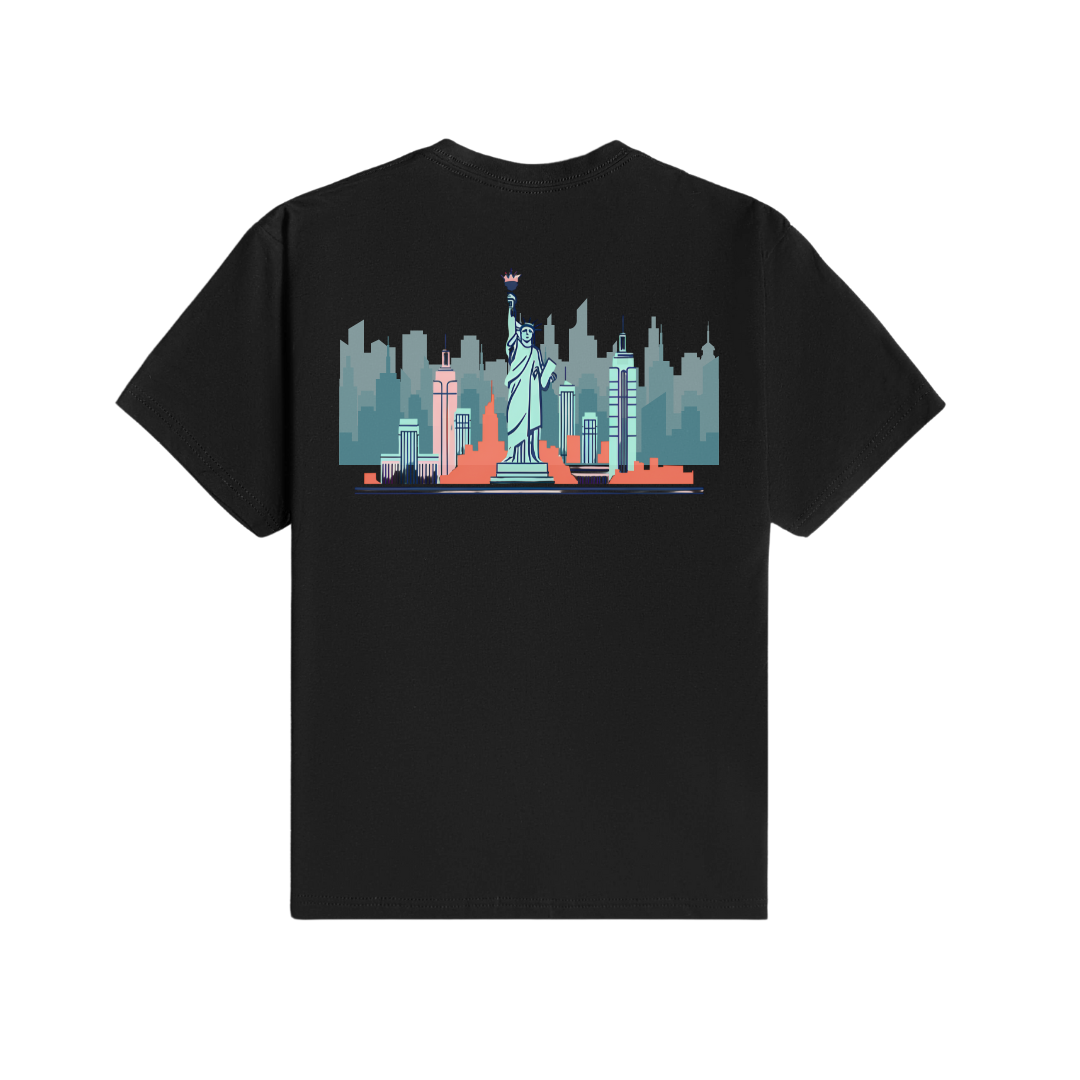 New York City: Iconic Skyline with Statue of Liberty & Empire State Building T-Shirt