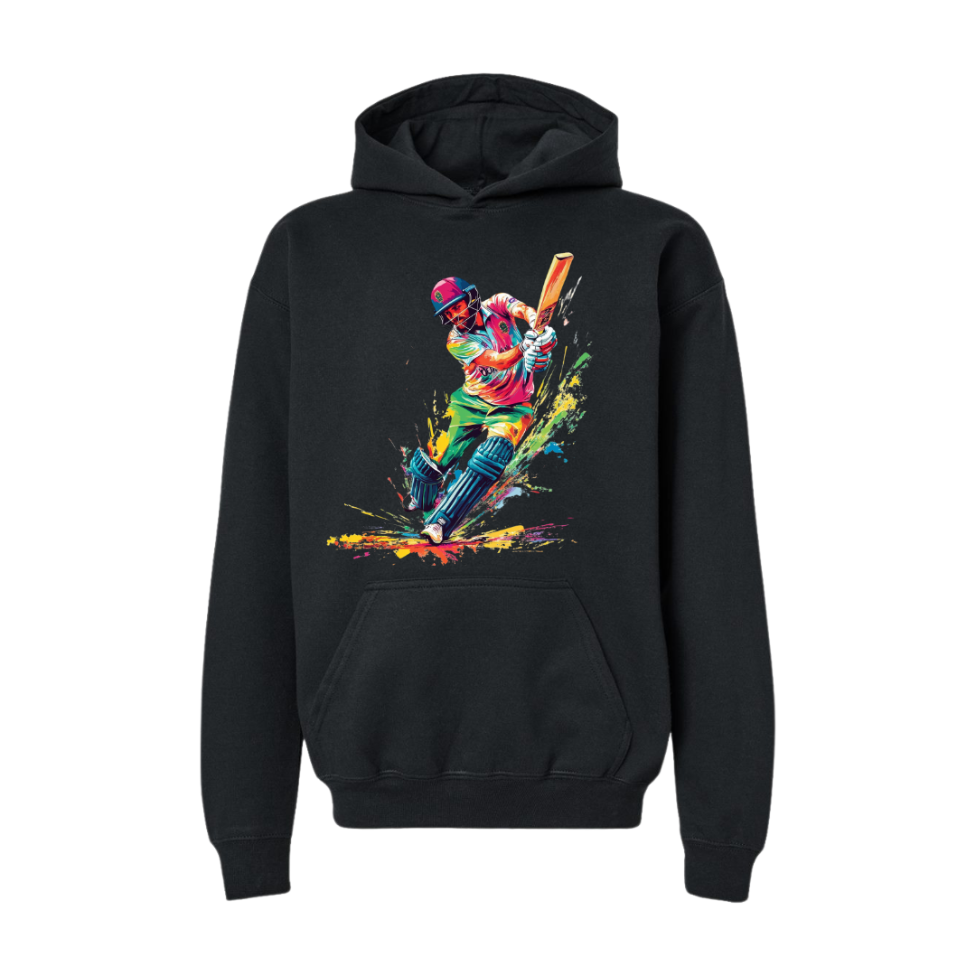 The Art of Cricket: A Dynamic Shot in Motion-Hoodie