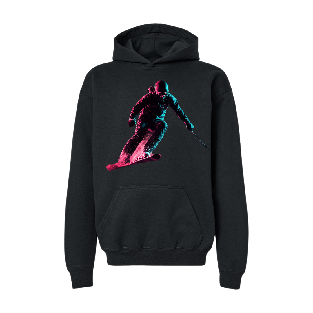 Mountain Rush: Skiing Through the Snow-Hoodie