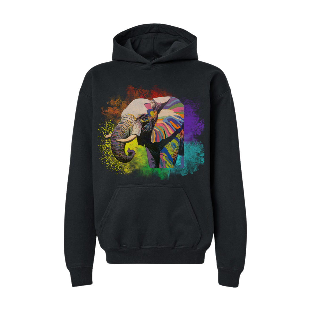Vivid Majesty Kaleidoscope Elephant- Hoodie