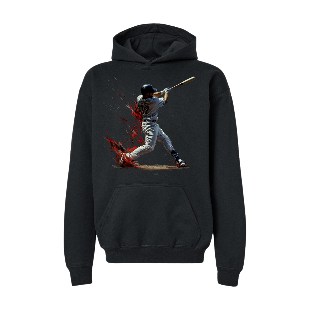 Dynamic Baseball Action: Classic Swing in Motion-Hoodie