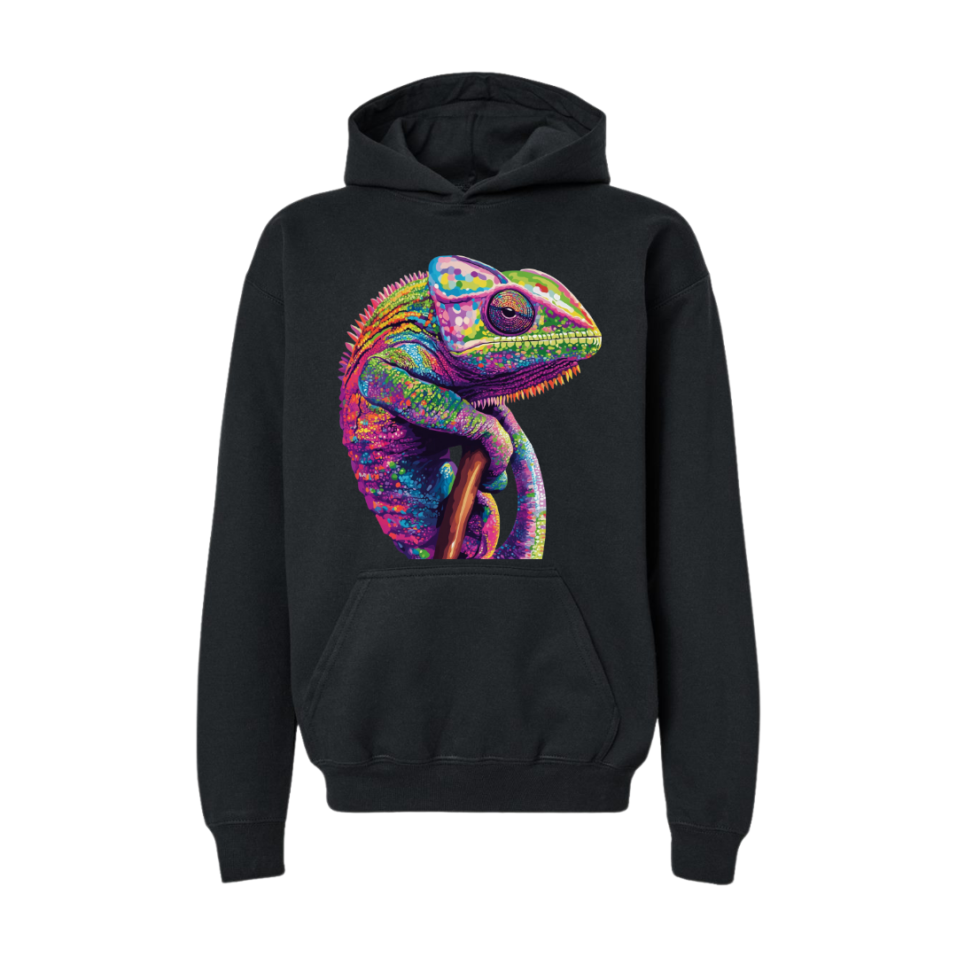Colorful Chameleon with Vibrant Patterns- Hoodie