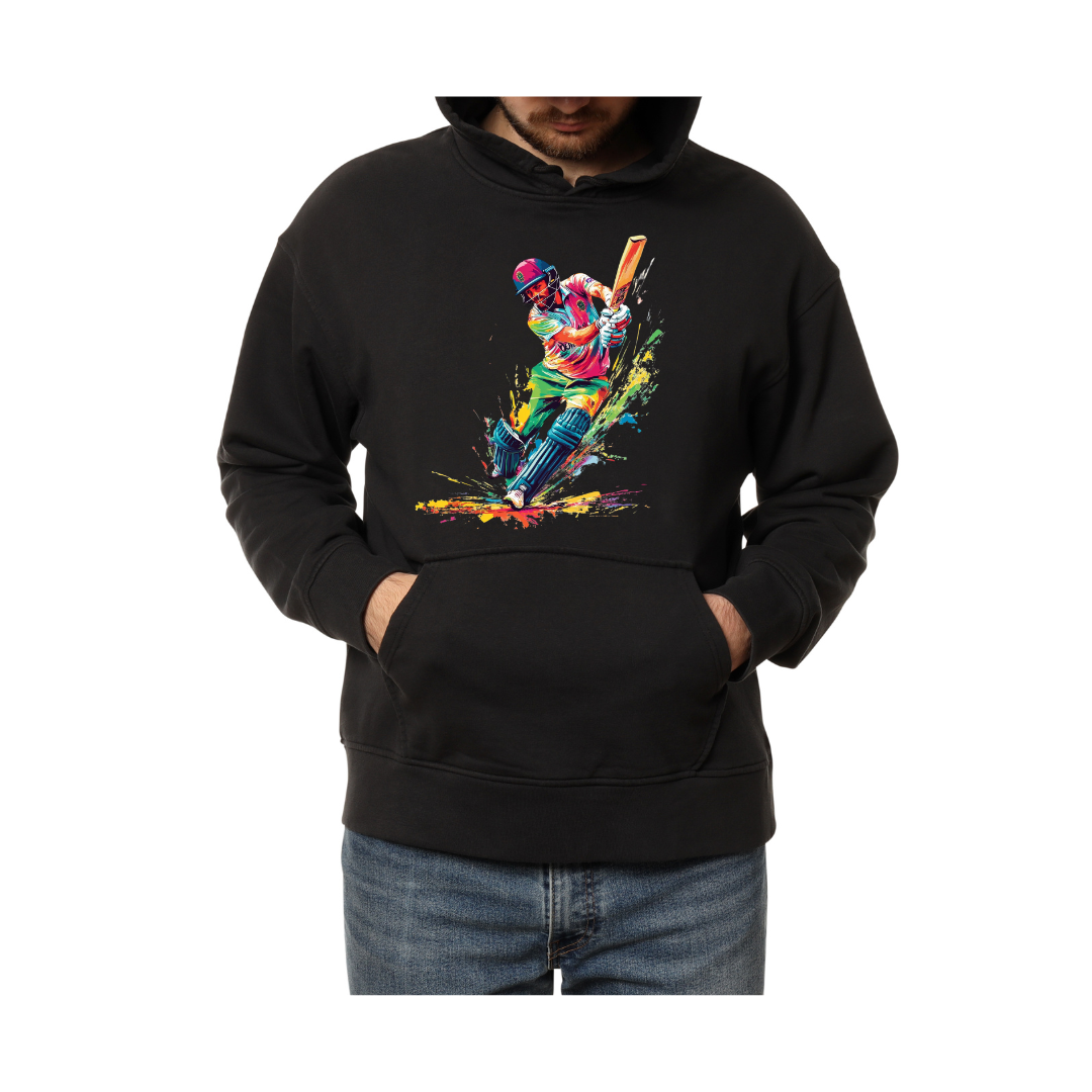 The Art of Cricket: A Dynamic Shot in Motion-Hoodie