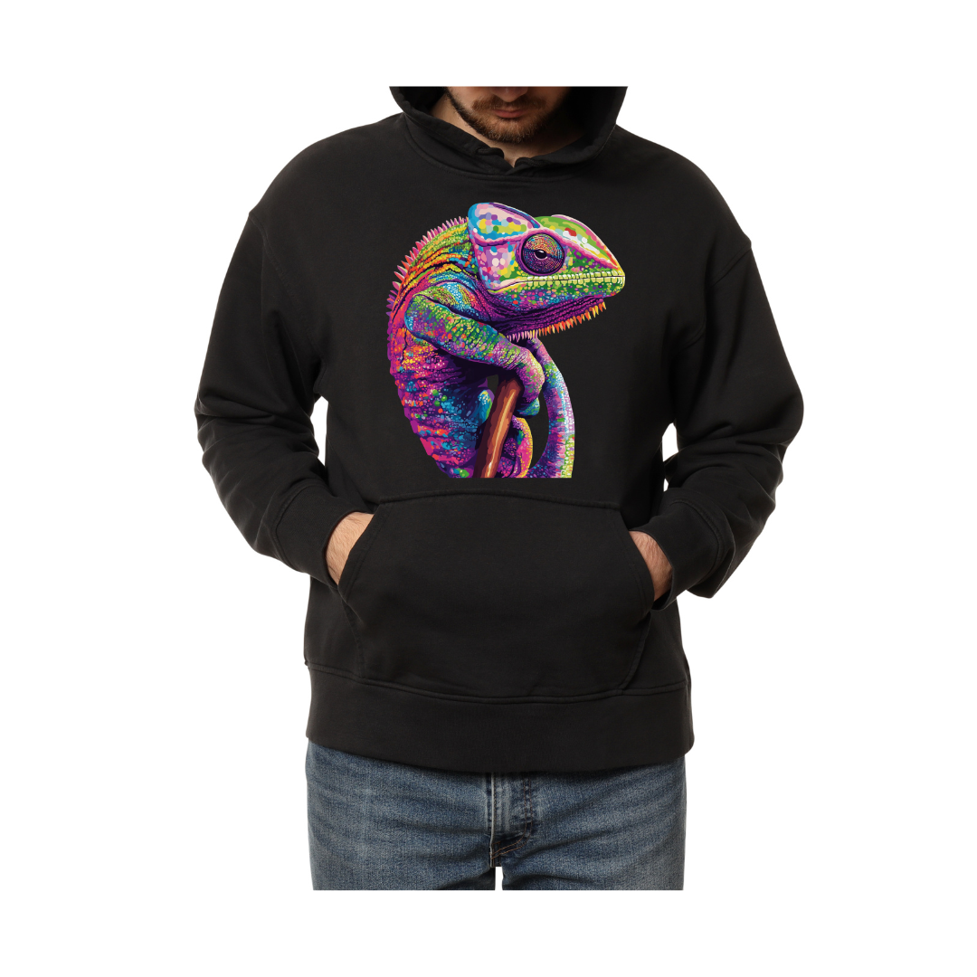 Colorful Chameleon with Vibrant Patterns- Hoodie