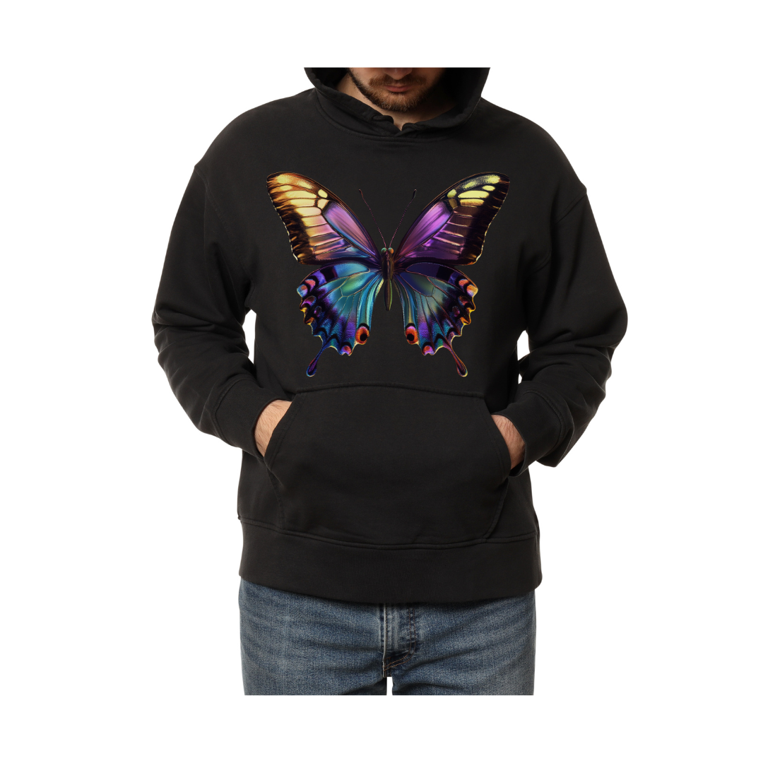 Colorful Butterfly with Iridescent Wings- Hoodie