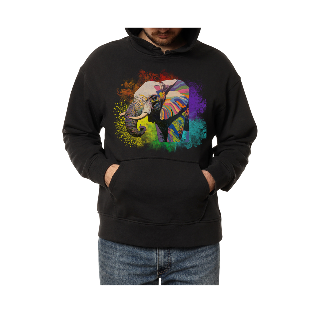 Vivid Majesty Kaleidoscope Elephant- Hoodie