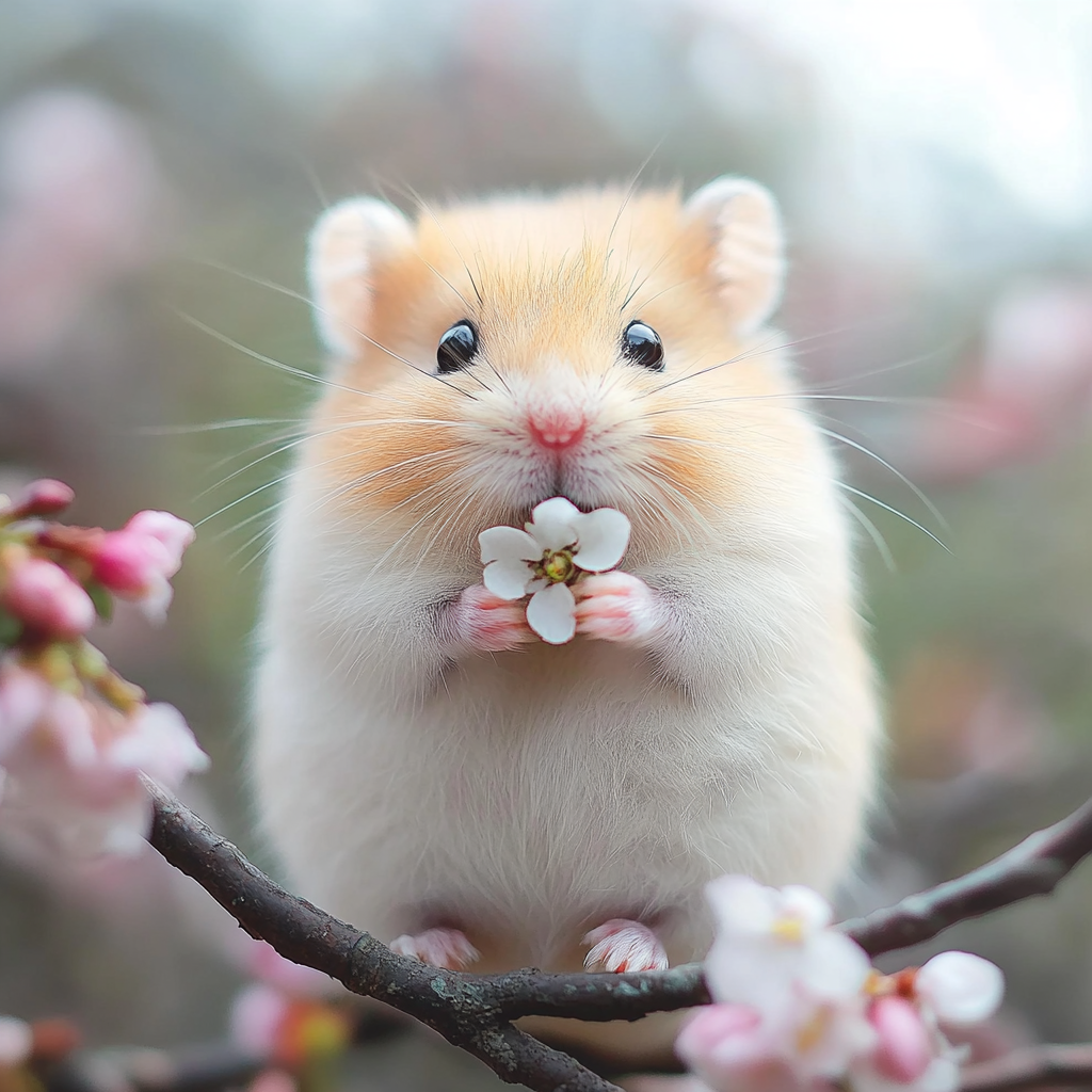 Adorable Hamster with Cherry Blossom Charm Phone Case
