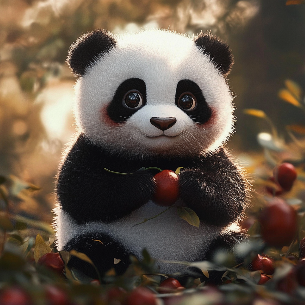 Sweet Panda with Autumn Harvest Charm Phone Case